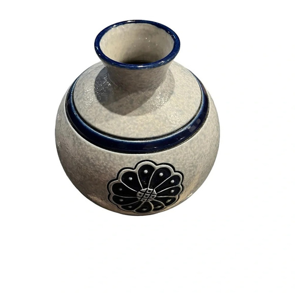 Gebruder Plein Blue Floral Pottery Vase Germany Modernist - Picture 5 of 8